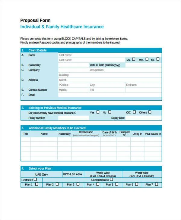 Free health insurance request for proposal template Word