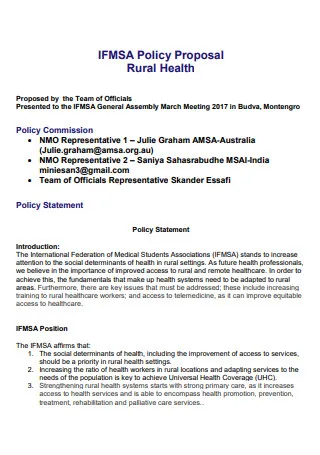 Editable healthcare policy change proposal template
