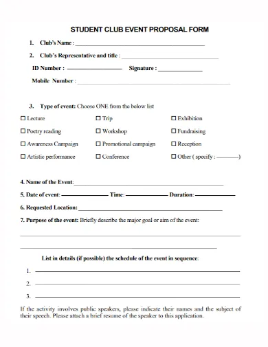 Free high school club proposal template Word