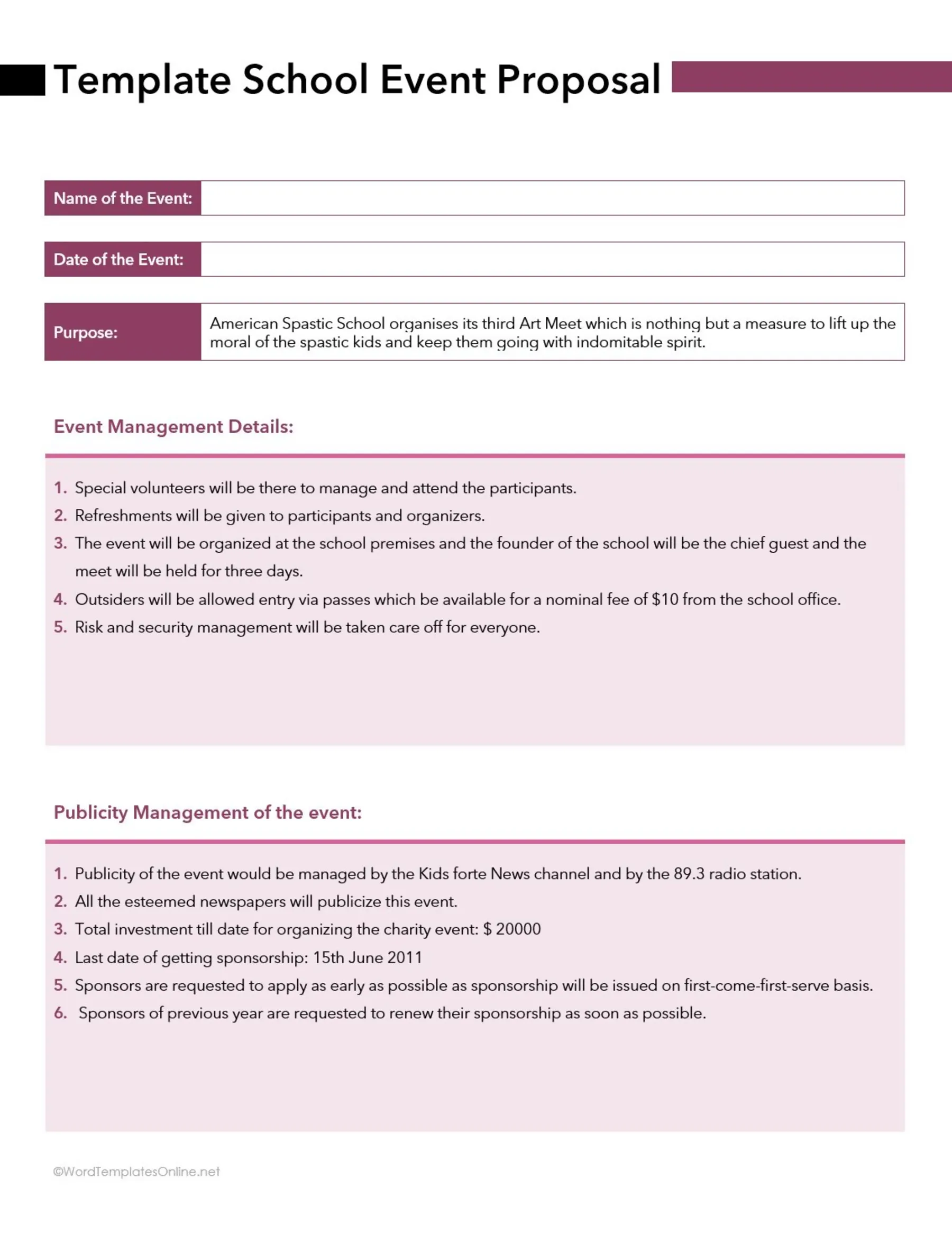 high school event proposal template PDF
