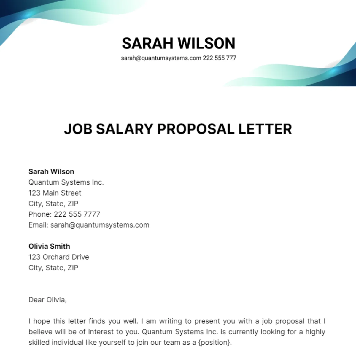 hr to manager accept salary proposal template