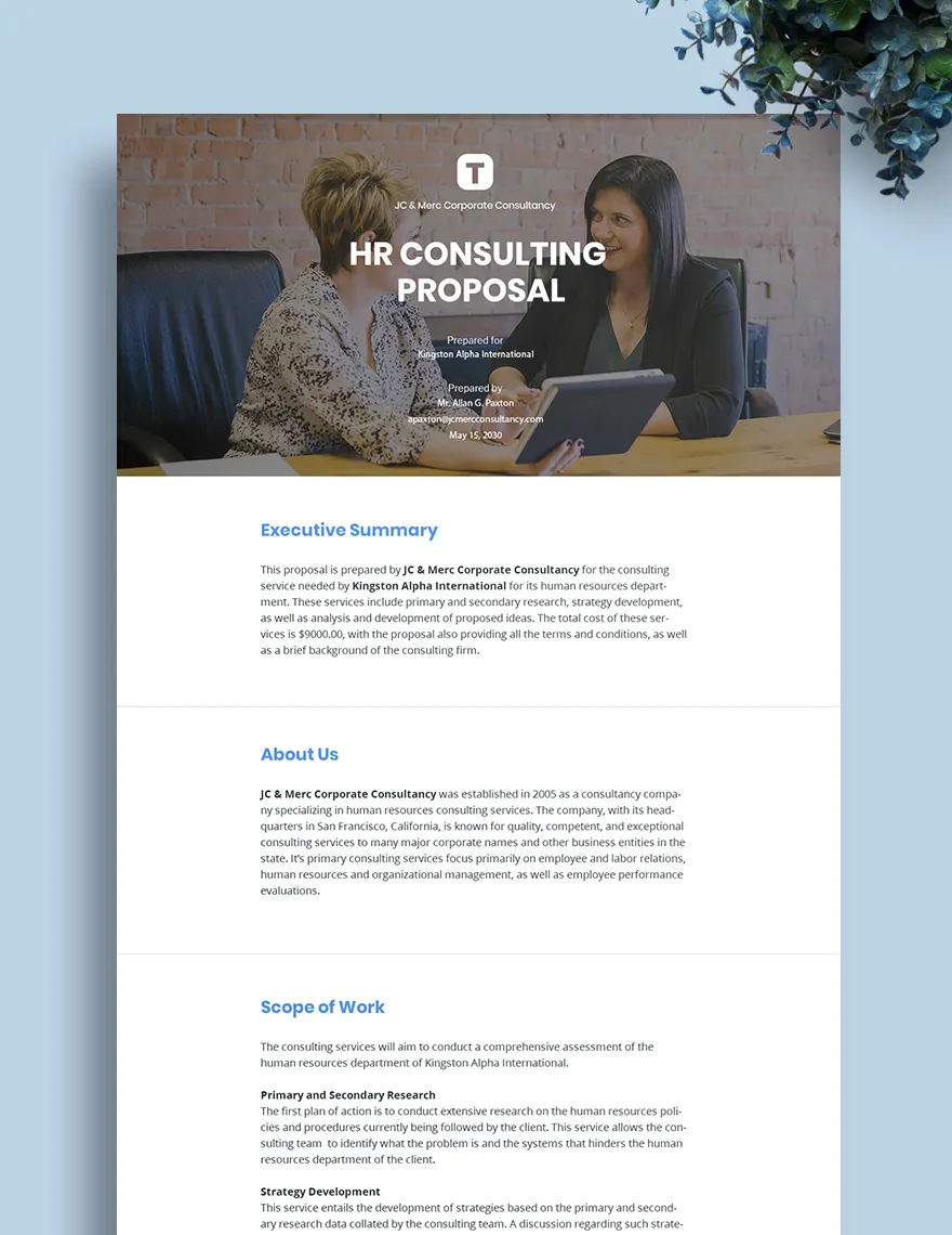 human resource consulting proposal template
