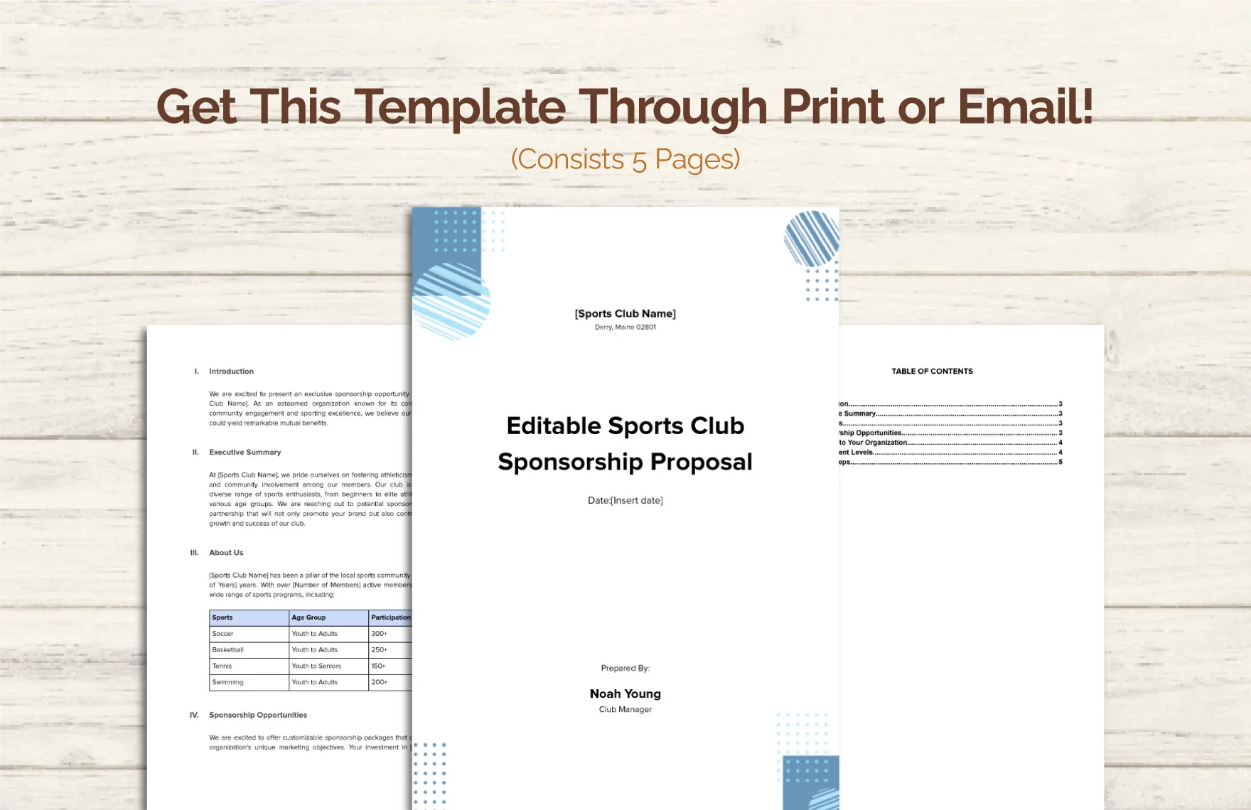 Free individual sports sponsorship proposal template Word