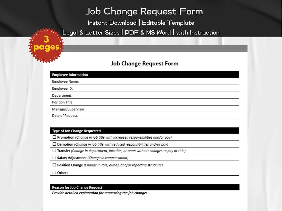 job change request proposal template