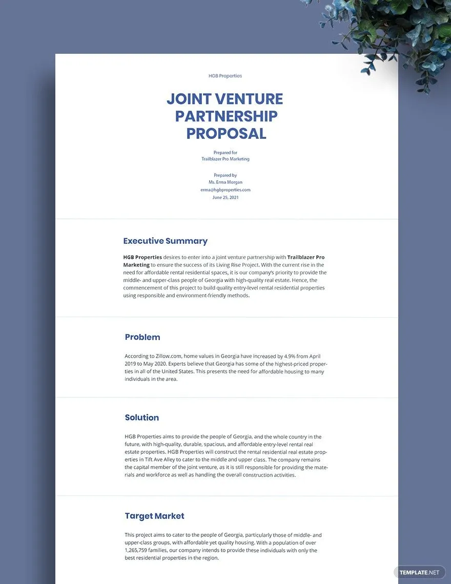joint venture partnership proposal template