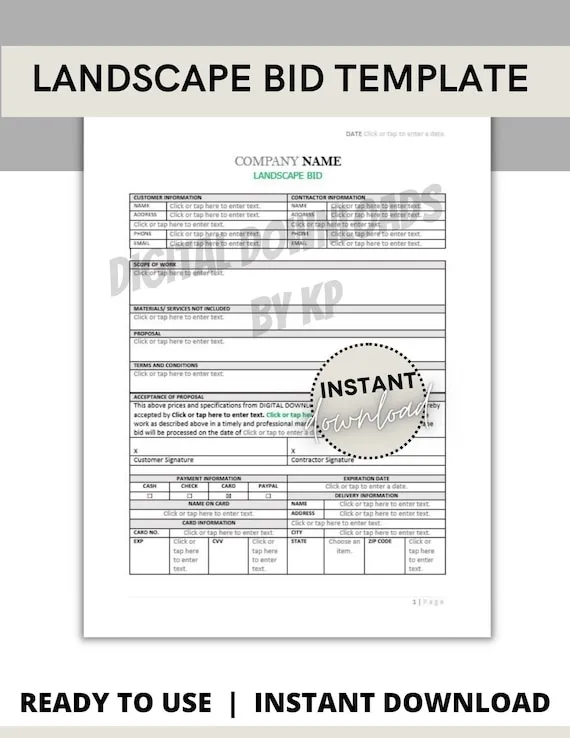 landscape maintenance bid proposal template