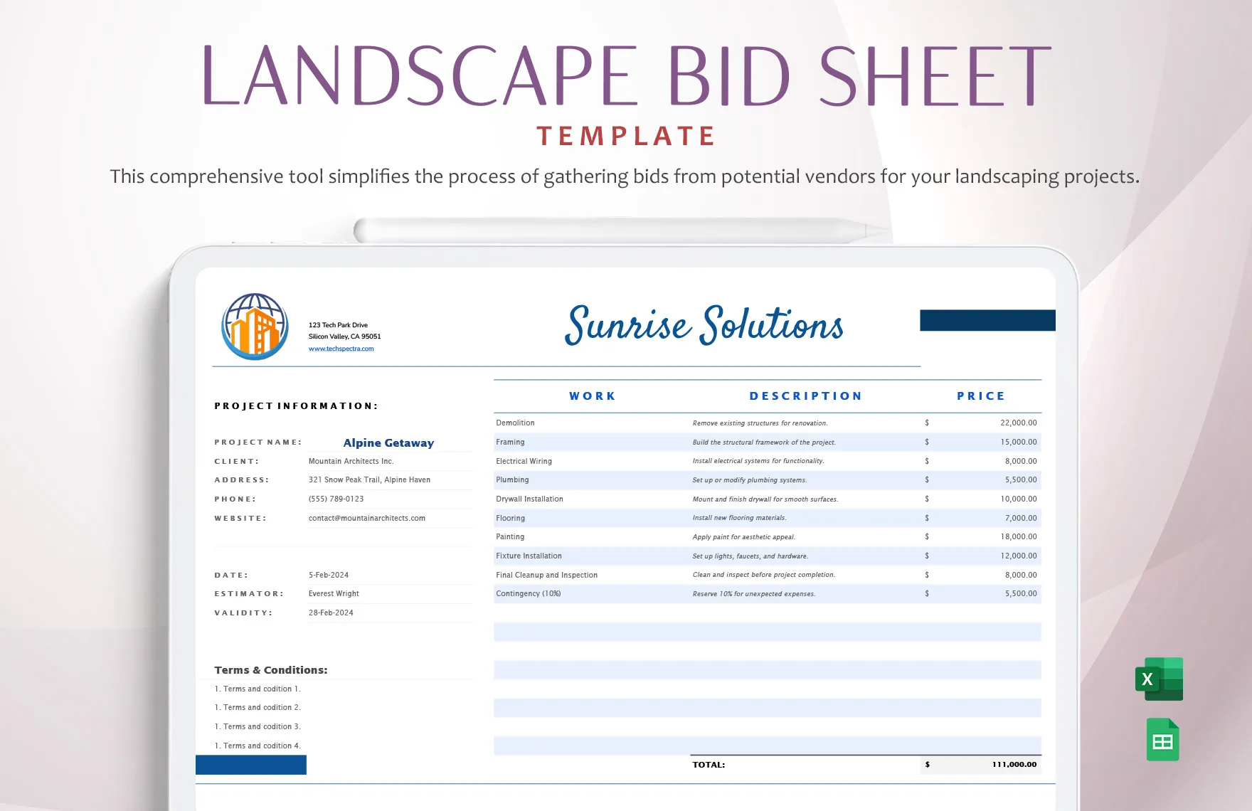 landscape maintenance bid proposal template PDF