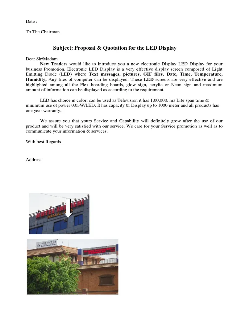 led screen advertising proposal template PDF