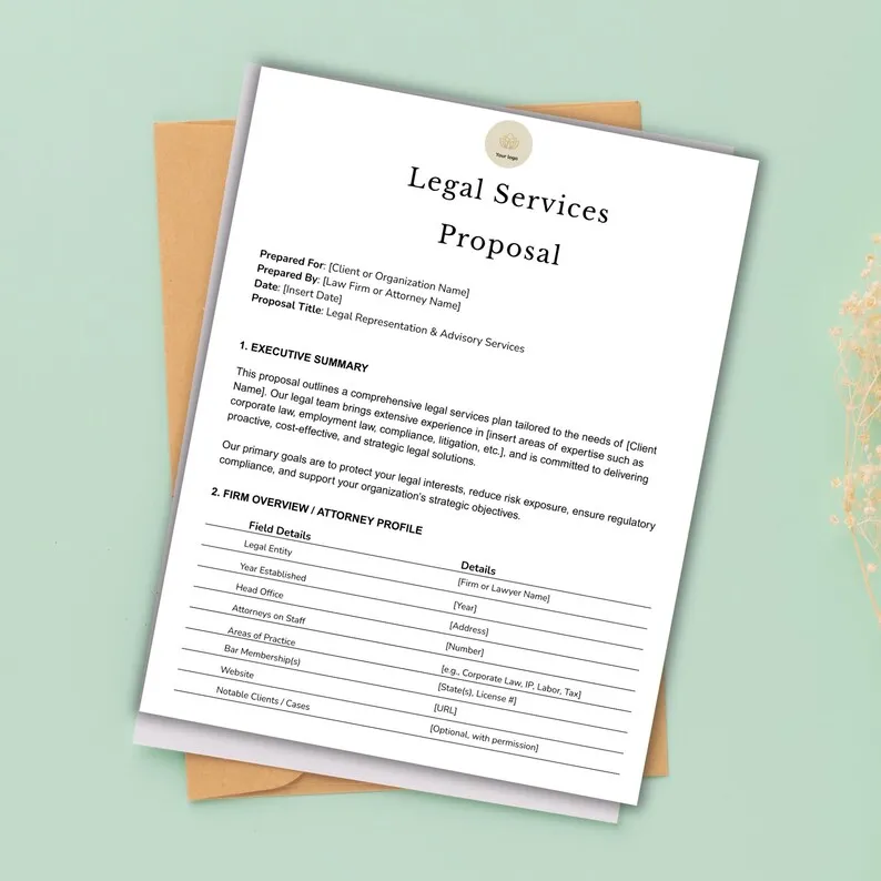 legal services business proposal template PDF