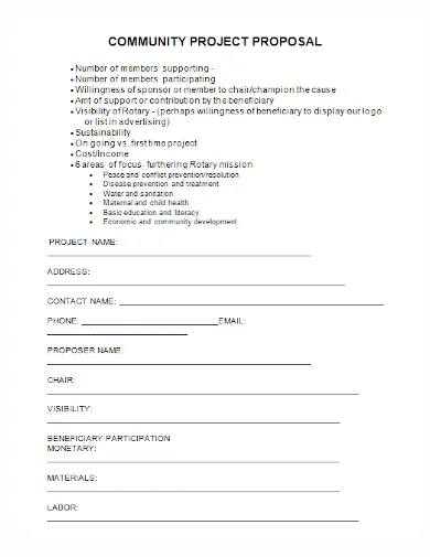 Printable local community improvement proposal template