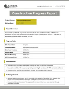 Construction Project Progress Report Template construction-project-progress-report-template