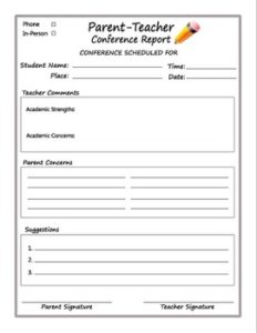 parent-teacher-conference-report-template
