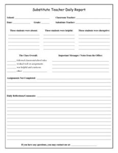 substitute-teacher-daily-report-template
