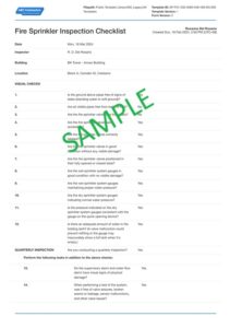 Fire Sprinkler Inspection Report Template