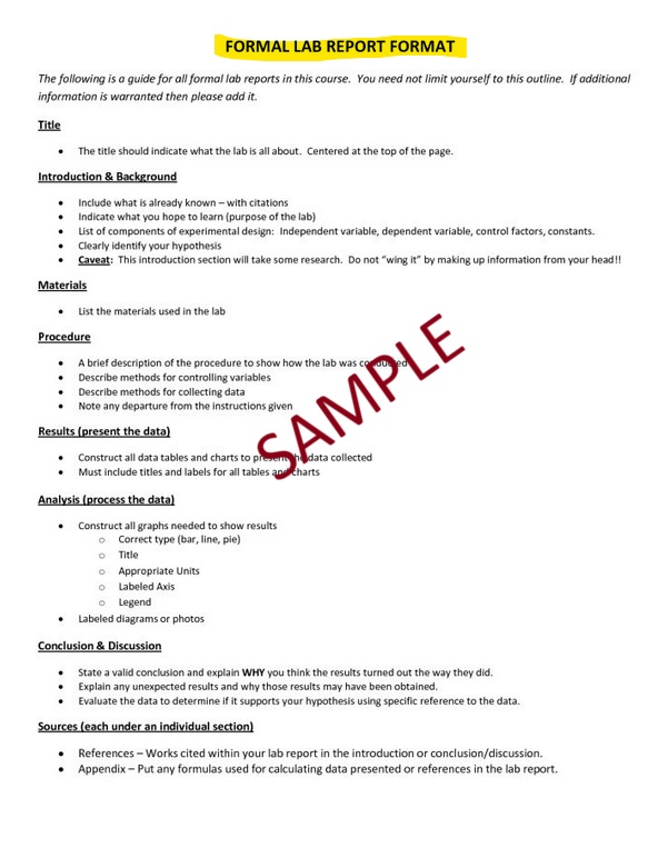 Formal Science Lab Report Template