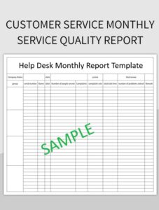 Help Desk Monthly Report Template