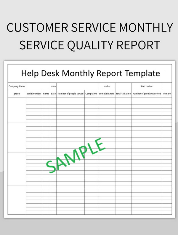 Help Desk Monthly Report Template