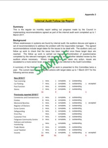 Internal Audit Follow Up Report Template