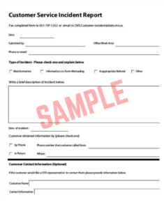 Customer Service Incident Report Template