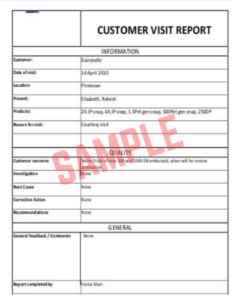 Customer Site Visit Report Template