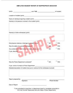 Employee Behavior Incident Report Template