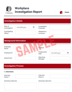 Employee Relations Investigation Report Template