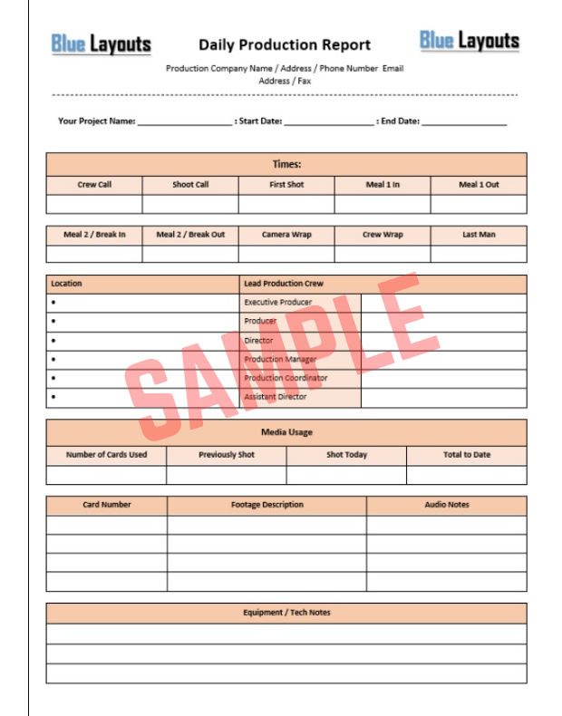 Manufacturing Daily Production Report Template